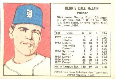 Denny McLain Detroit Free Press Card (Back)